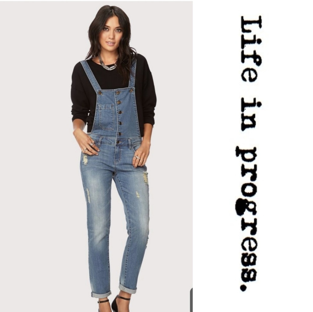 Distressed Denim Overall